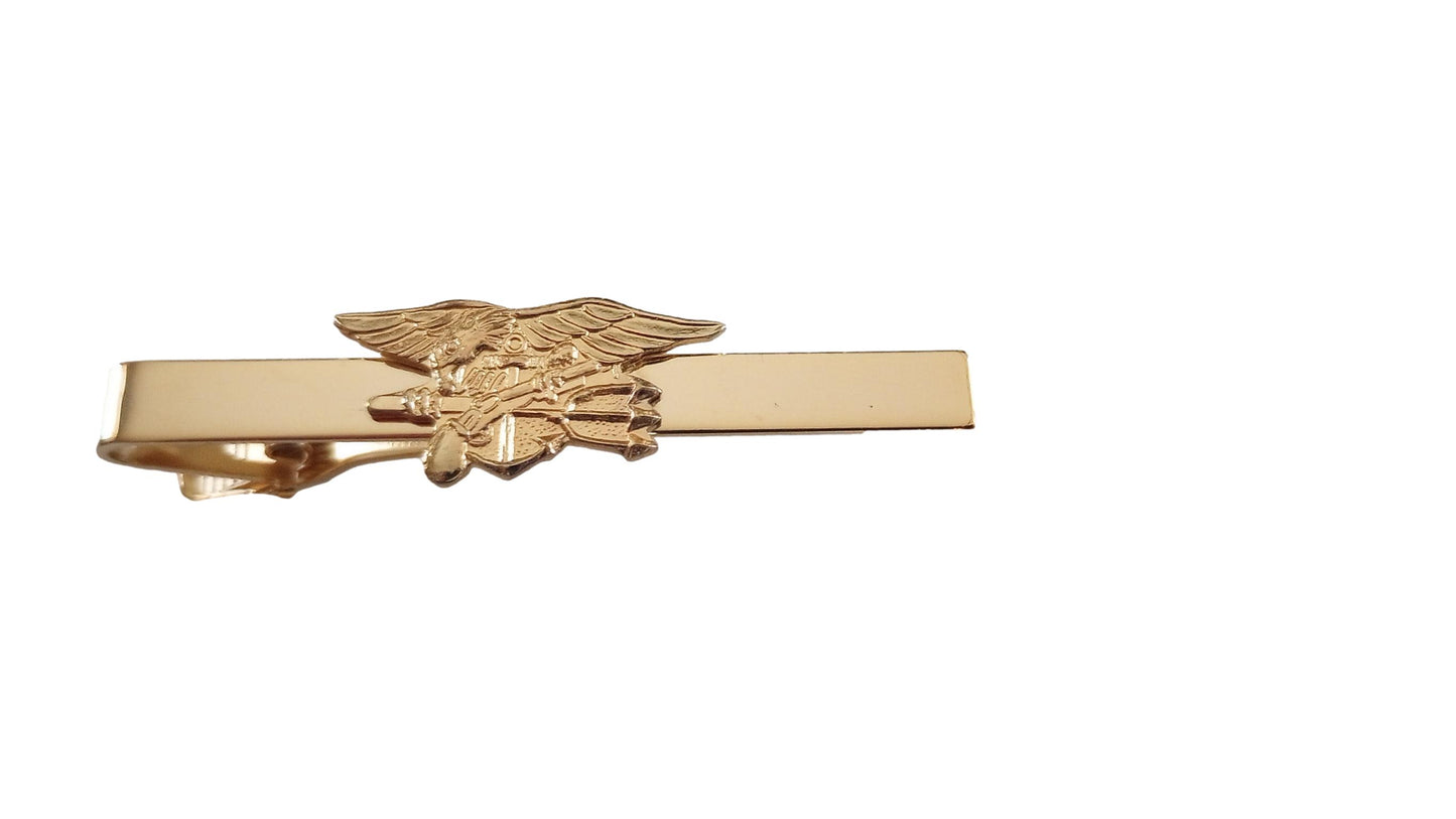 U.S MILITARY NAVY GOLD SEALS TIE BAR TIE TAC U.S.A MADE CLIP ON STYLE