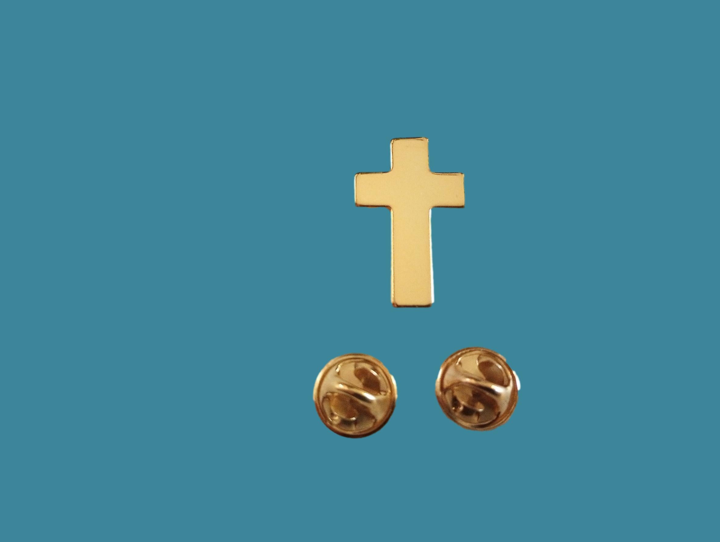 GOLD CHAPLAIN CROSS HAT PIN CHRISTIAN CROSS GOLD IN COLOR LAPEL PIN ...