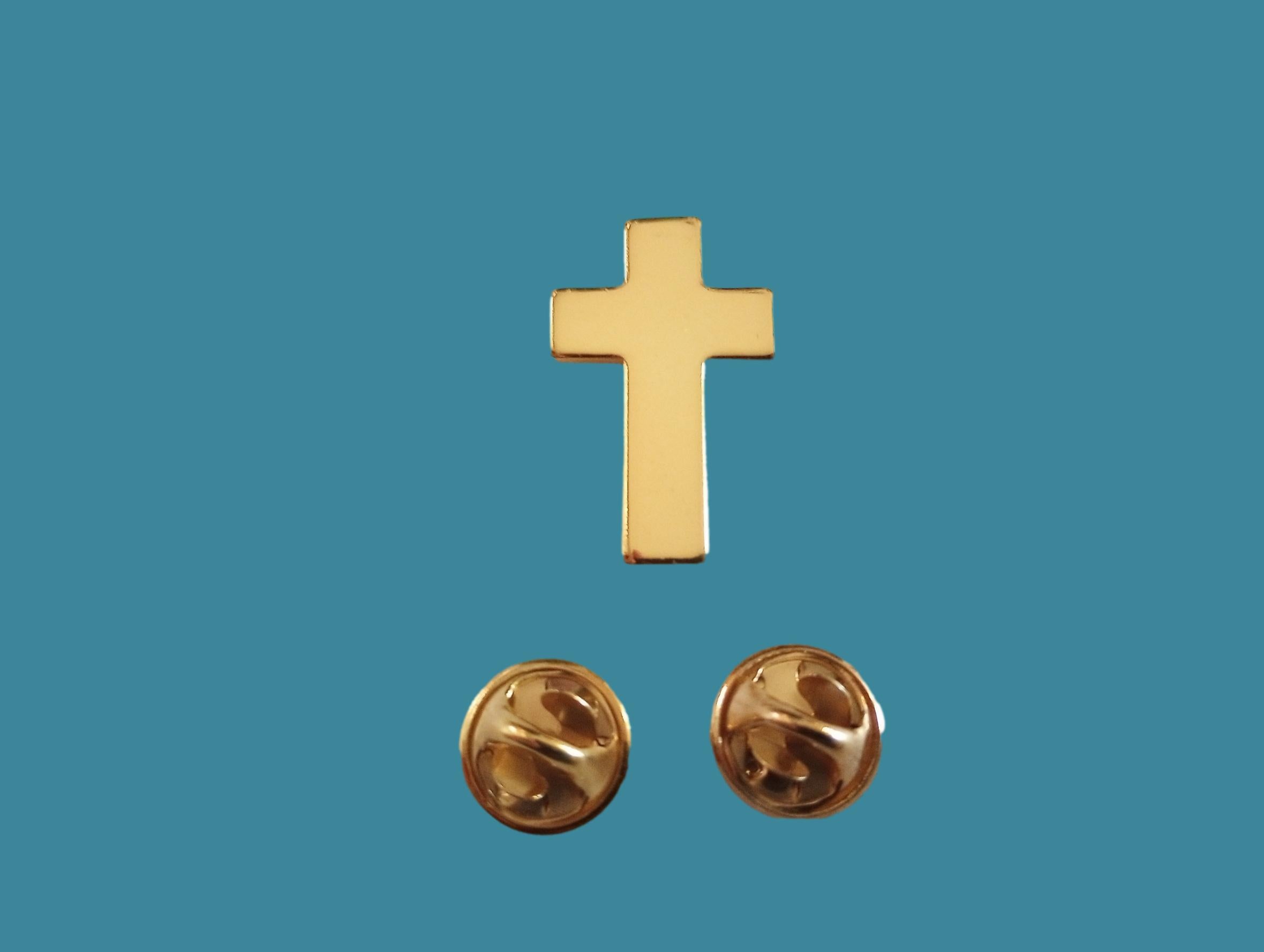 GOLD CHAPLAIN CROSS HAT PIN CHRISTIAN CROSS GOLD IN COLOR LAPEL PIN ...