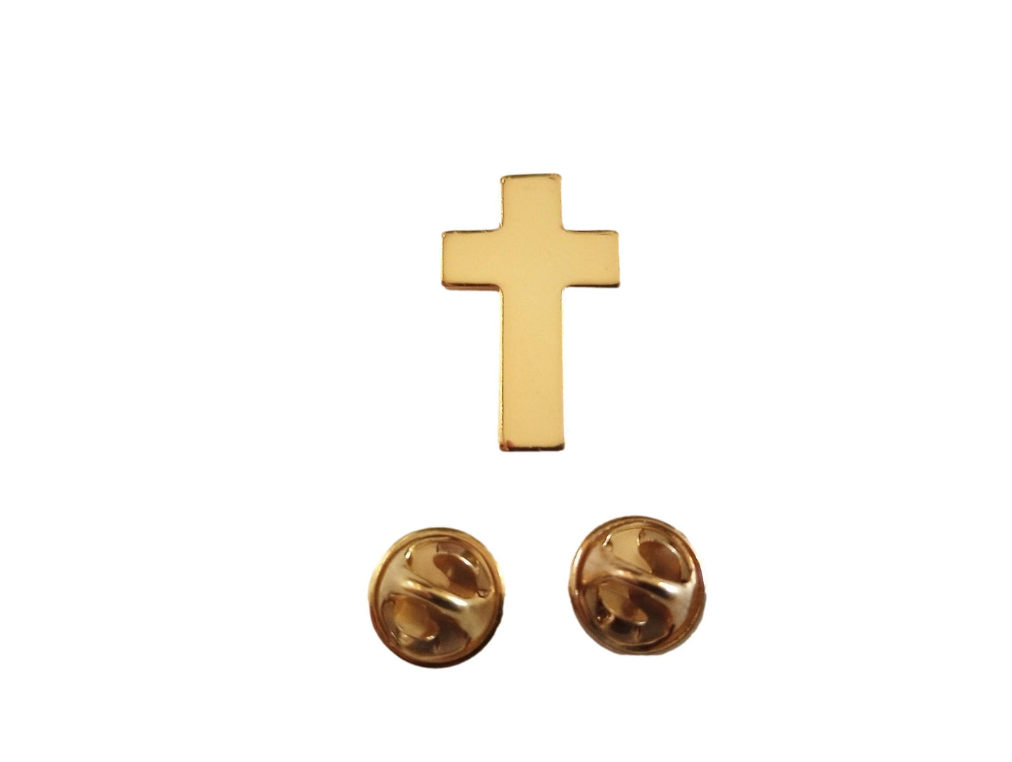 GOLD CHAPLAIN CROSS HAT PIN CHRISTIAN CROSS GOLD IN COLOR LAPEL PIN