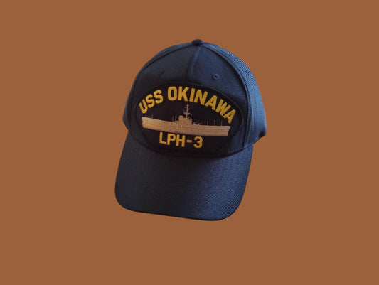 USS OKINAWA LPH-3 NAVY SHIP HAT U.S MILITARY OFFICIAL BALL CAP U.S.A MADE