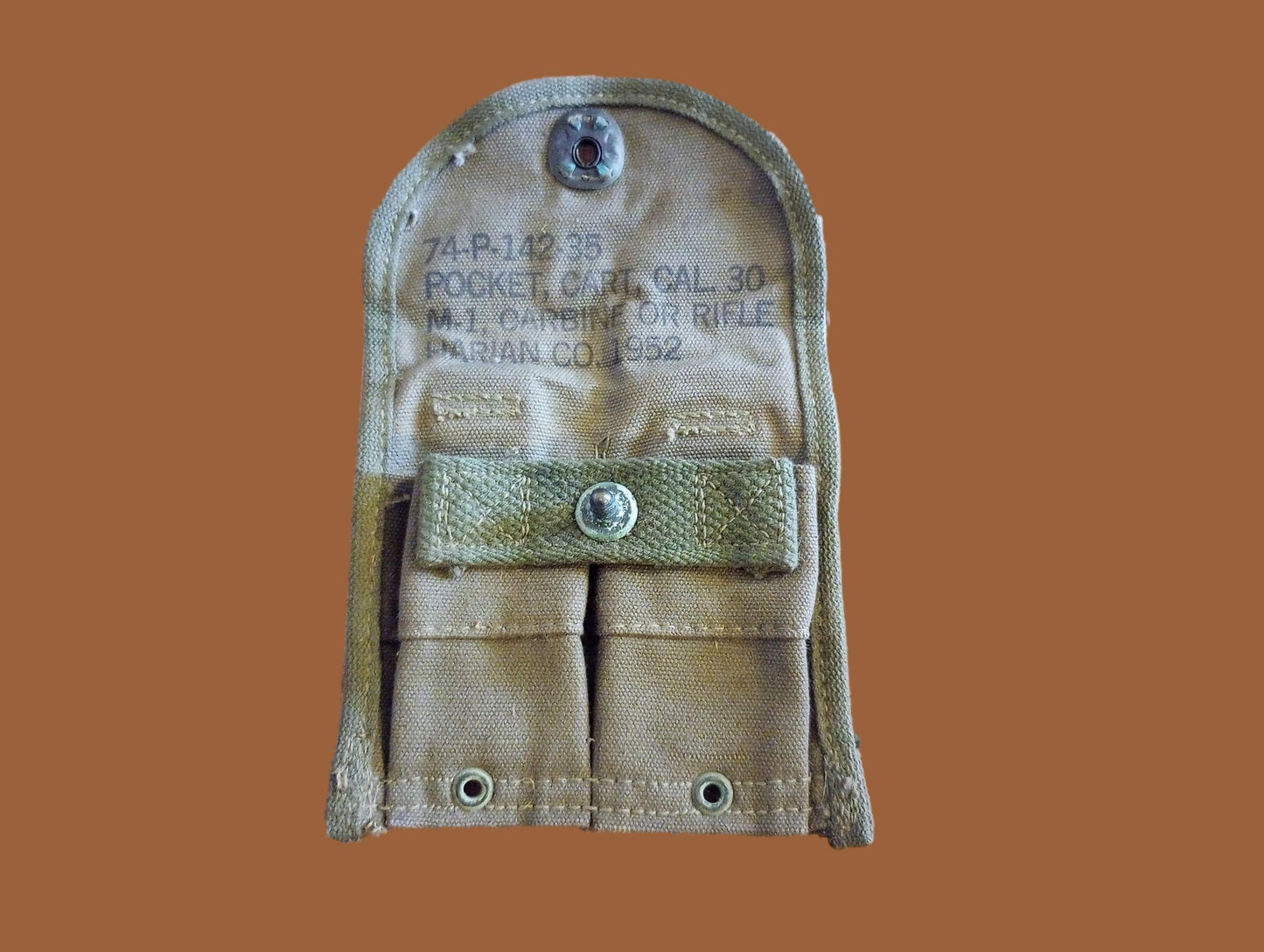 GENUINE U.S MILITARY ISSUE CARBINE 30 CALIBER CLIP POUCH DATED 1952 CANVAS