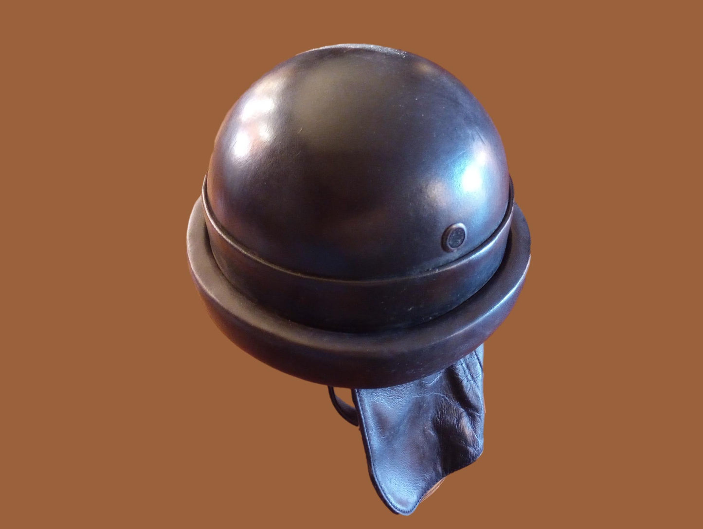 WWII OR POST WAR M-35 ITALIAN MILITARY LEATHER TANKERS HELMET ORIGINAL 1964