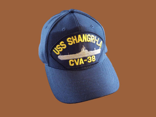 USS SHANGRI-LA CVA-38 NAVY SHIP HAT U.S MILITARY OFFICIAL BALL CAP U.S.A MADE