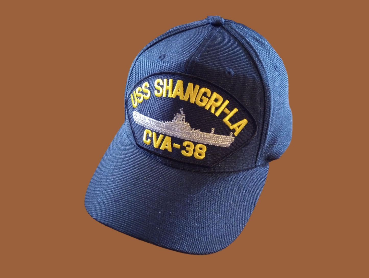 USS SHANGRI-LA CVA-38 NAVY SHIP HAT U.S MILITARY OFFICIAL BALL CAP U.S.A MADE