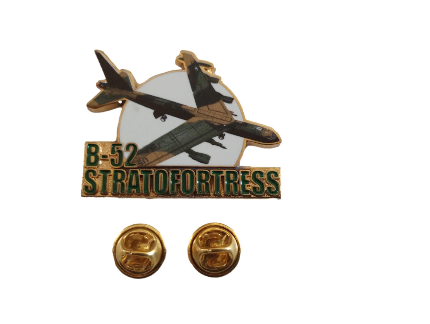 U.S MILITARY B-52 STRATOFORTRESS BOMBER PLANE HAT PIN DOUBLE CLUTCH BACK