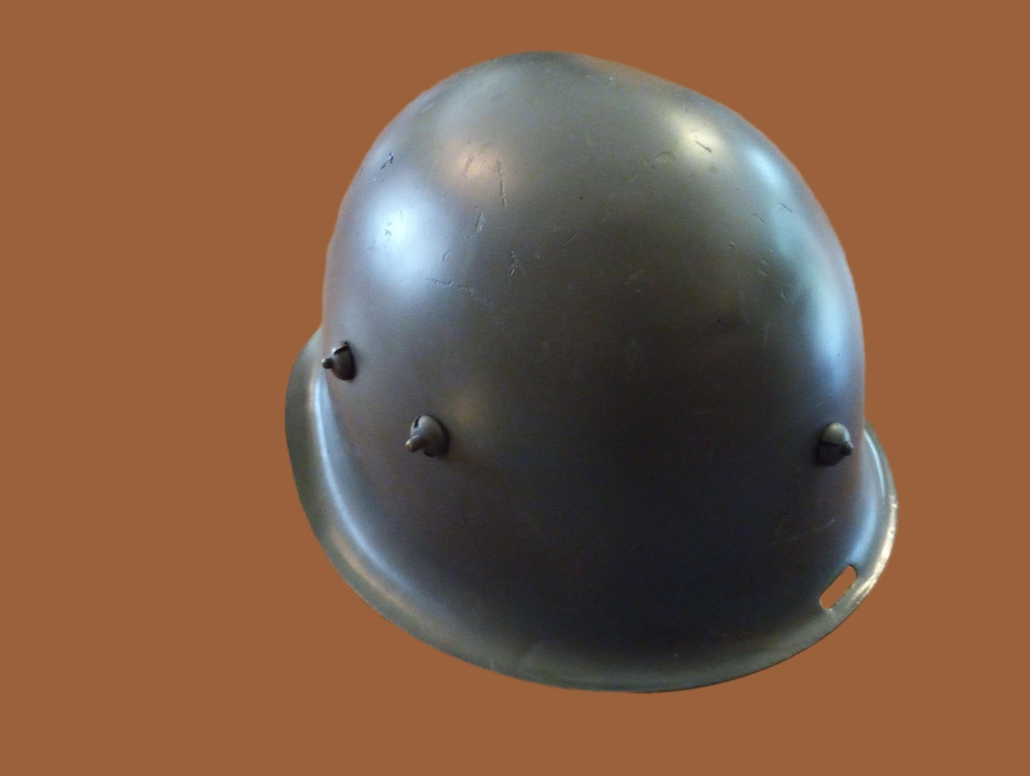 WWII ERA DANISH M/39 ROYAL GUARD HELMET WITH LINER AND LEATHER CHIN STRAP