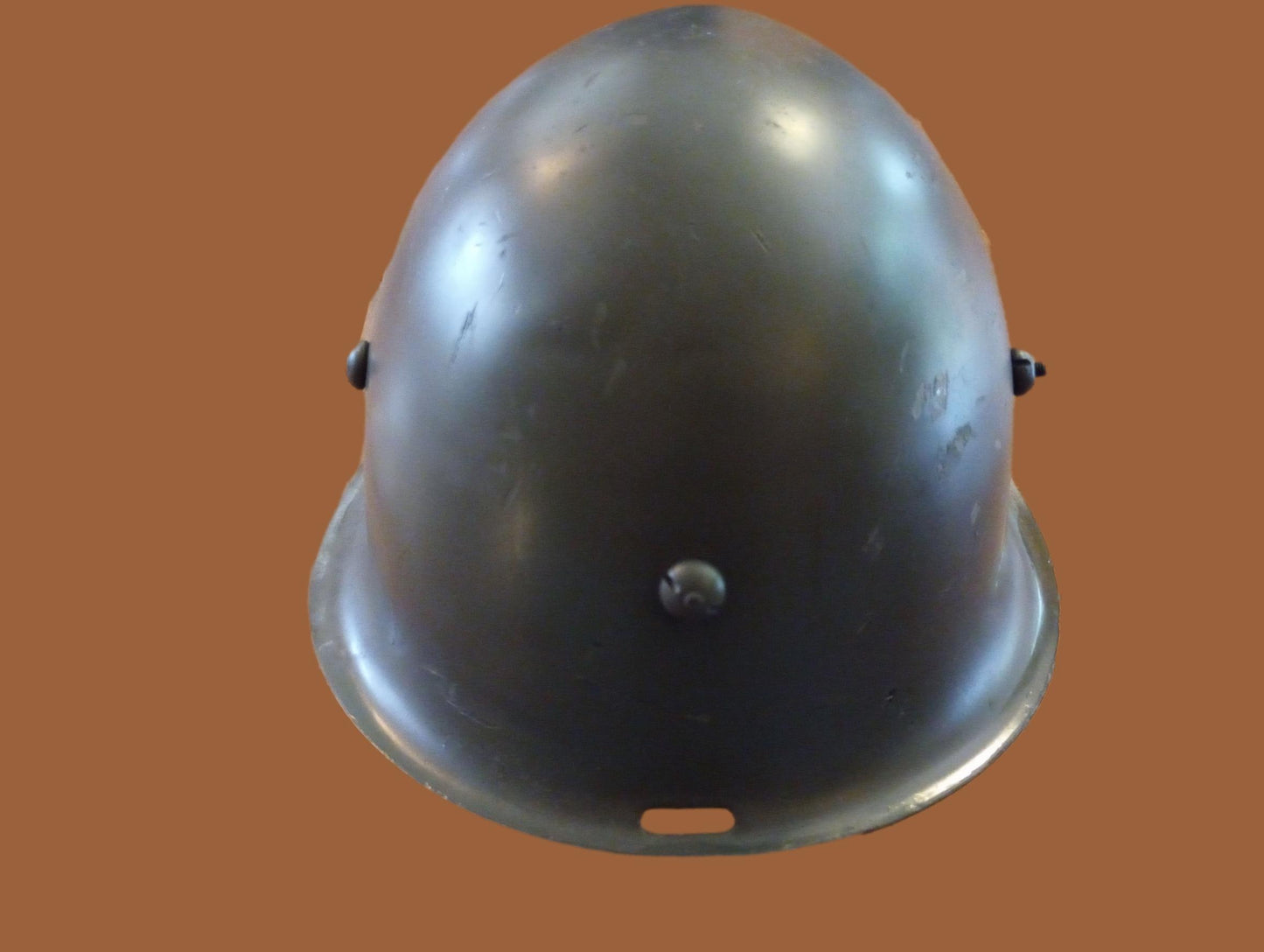 WWII ERA DANISH M/39 ROYAL GUARD HELMET WITH LINER AND LEATHER CHIN STRAP