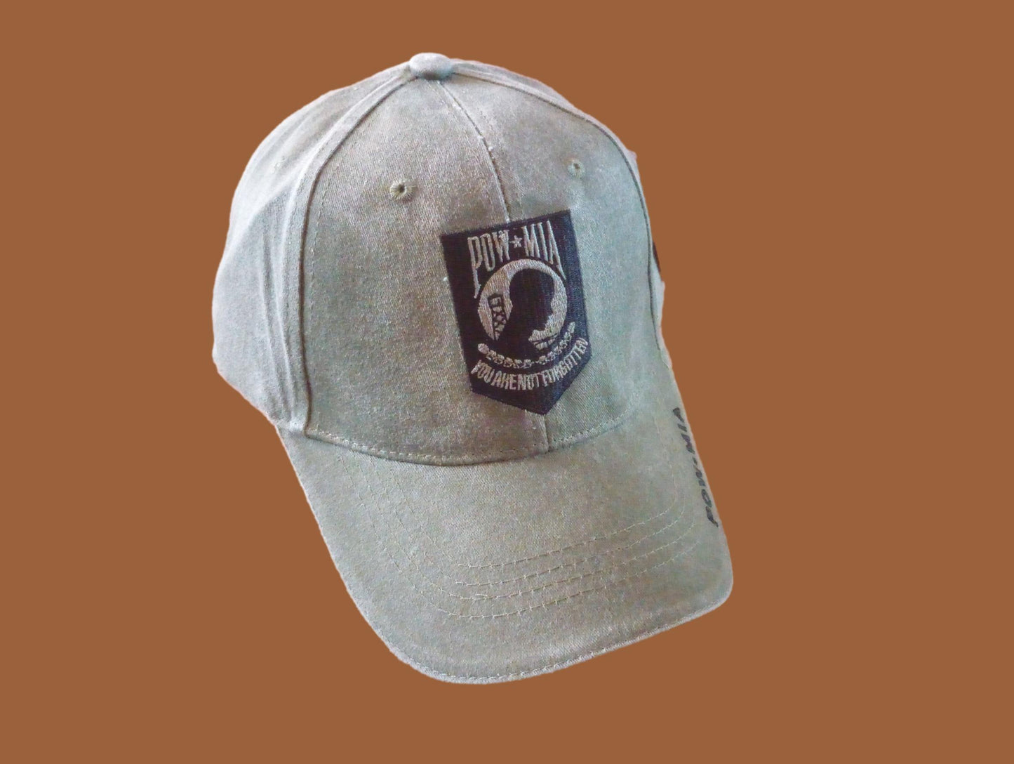 POW/MIA PRISONER OF WAR HAT EMBROIDERED U.S MILITARY BALL CAP OD GREEN