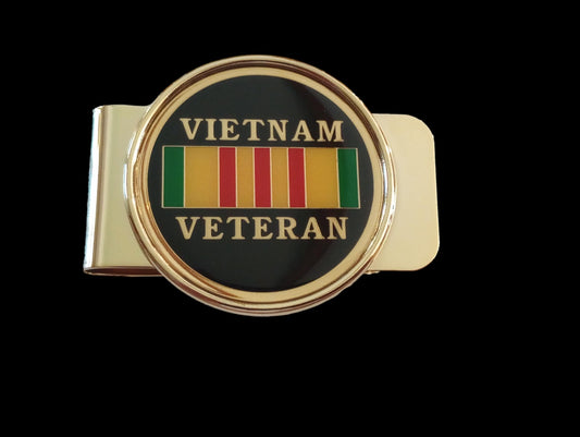 U.S MILITARY VIETNAM VETERAN MONEY CLIP BRASS CONSTRUCTION ENAMEL FINISH