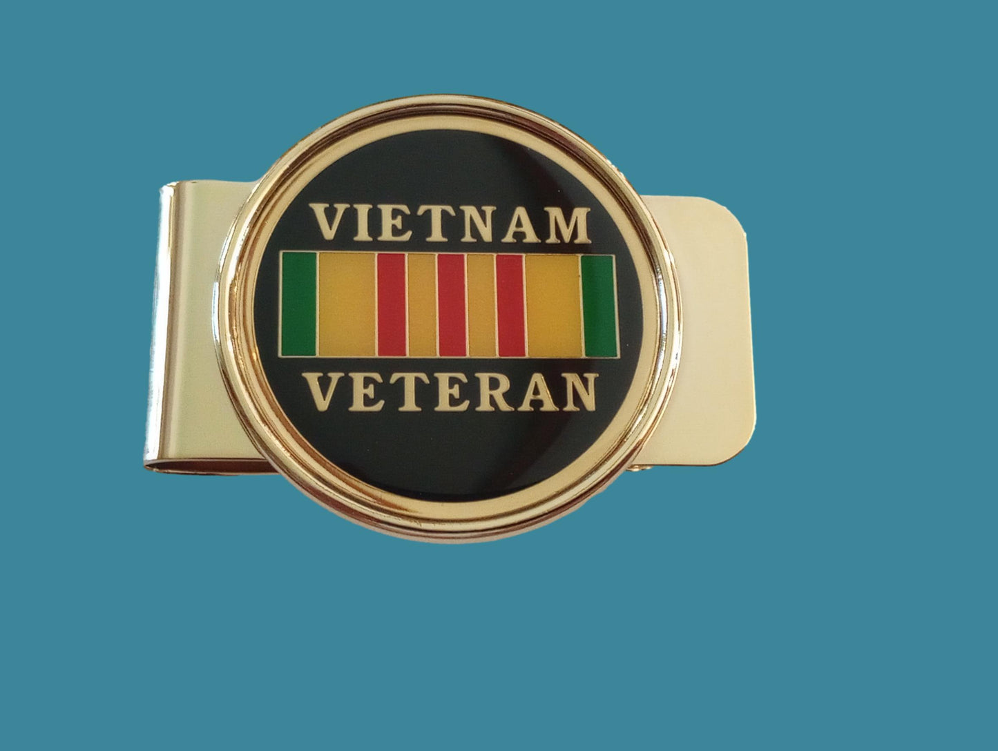 U.S MILITARY VIETNAM VETERAN MONEY CLIP BRASS CONSTRUCTION ENAMEL FINISH