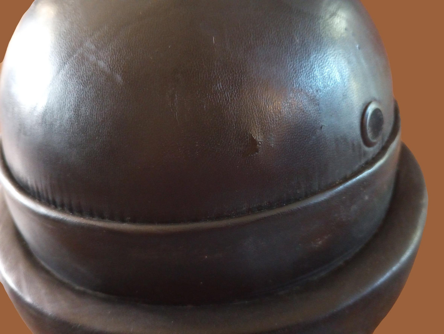 WWII OR POST WAR M-35 ITALIAN MILITARY LEATHER TANKERS HELMET ORIGINAL 1964