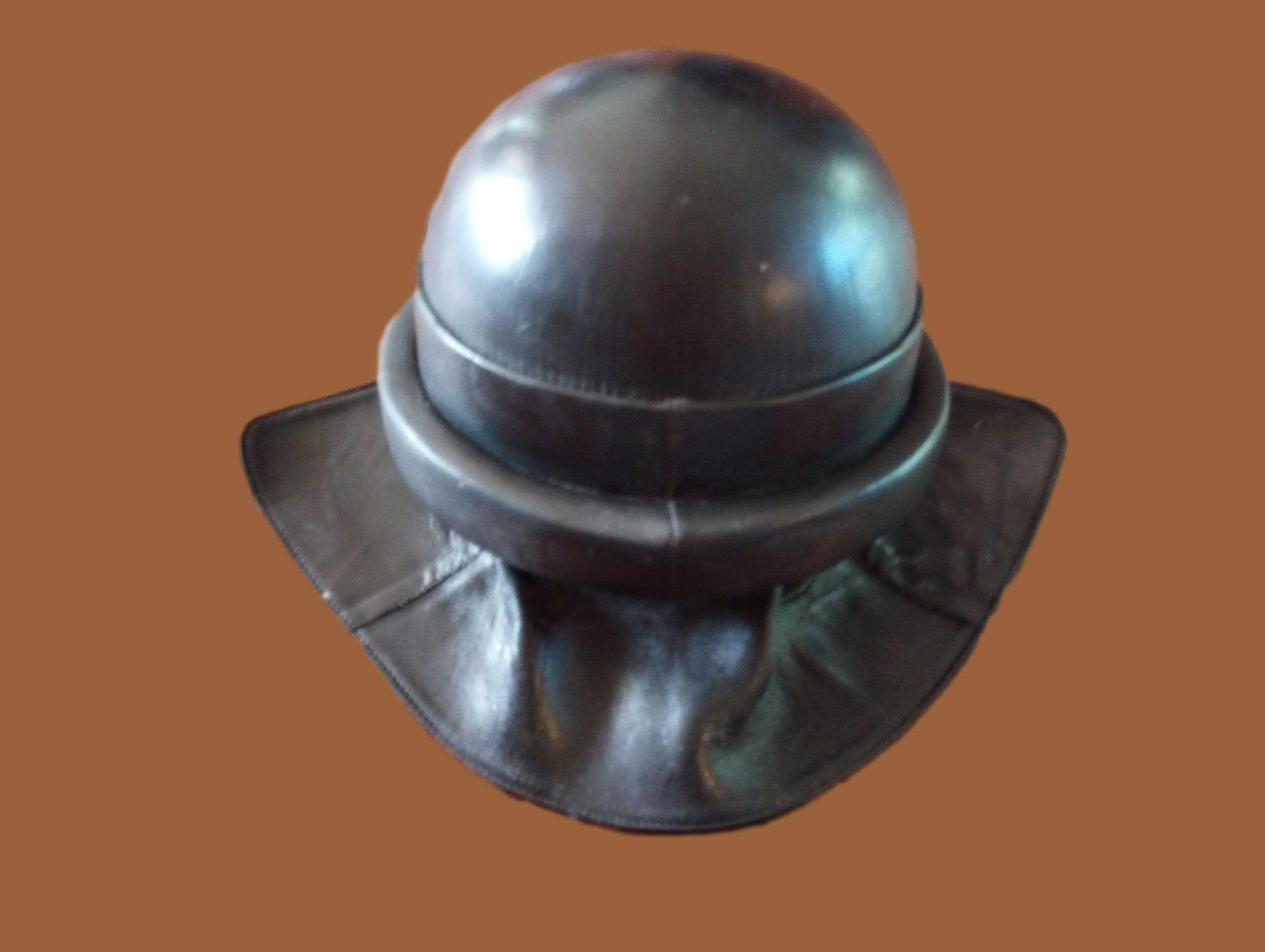 WWII OR POST WAR M-35 ITALIAN MILITARY LEATHER TANKERS HELMET ORIGINAL 1964