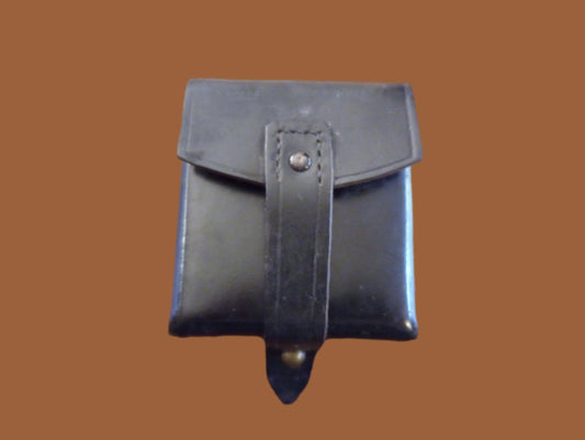 ORIGINAL WWII ITALIAN MILITARY BLACK LEATHER CARCANO AMMO 2 CLIP POUCH