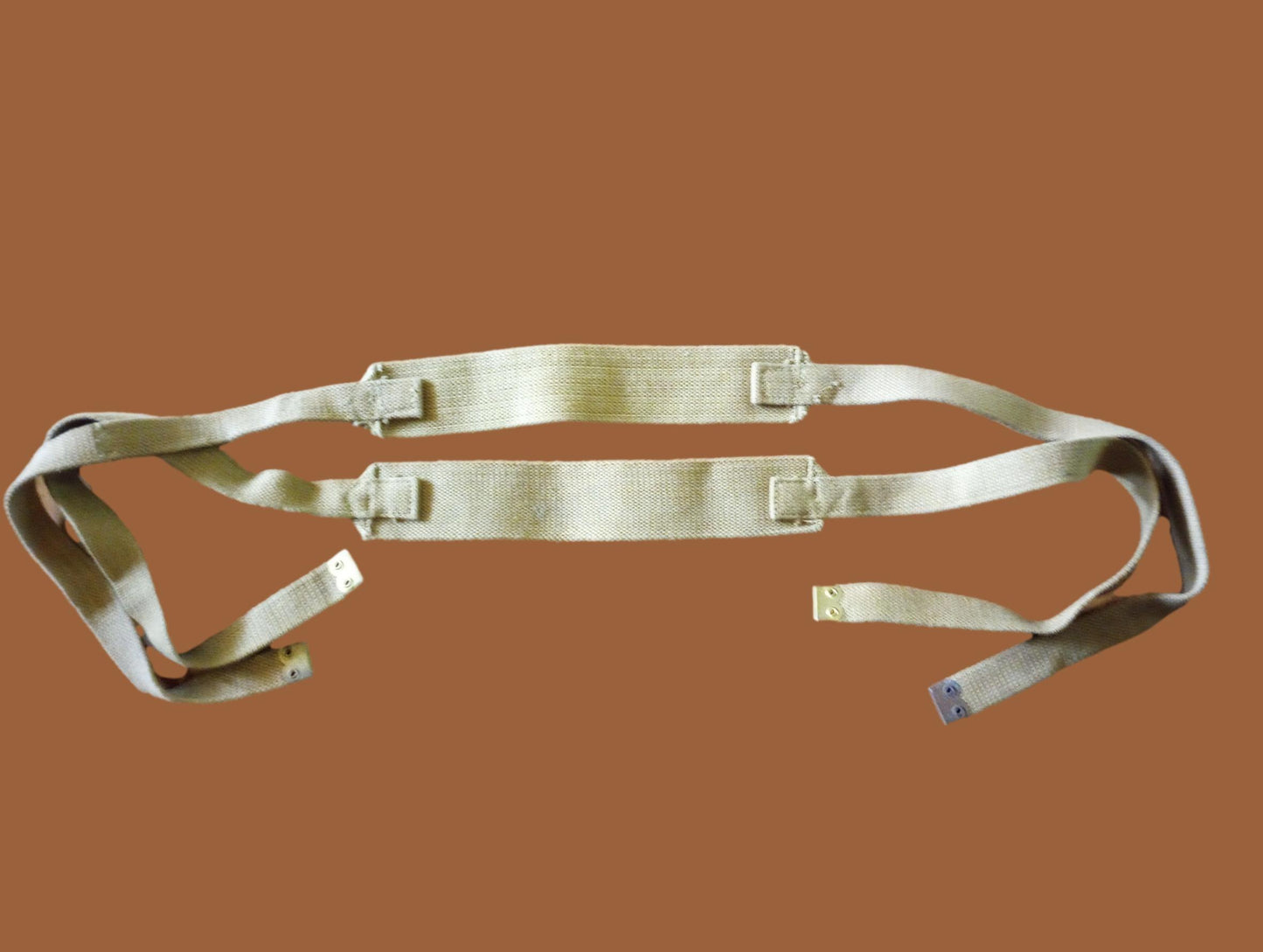 WWII BRITISH BRACES OR STRAPS KHAKI WEB COMBAT SUSPENDERS DATED 1 SET