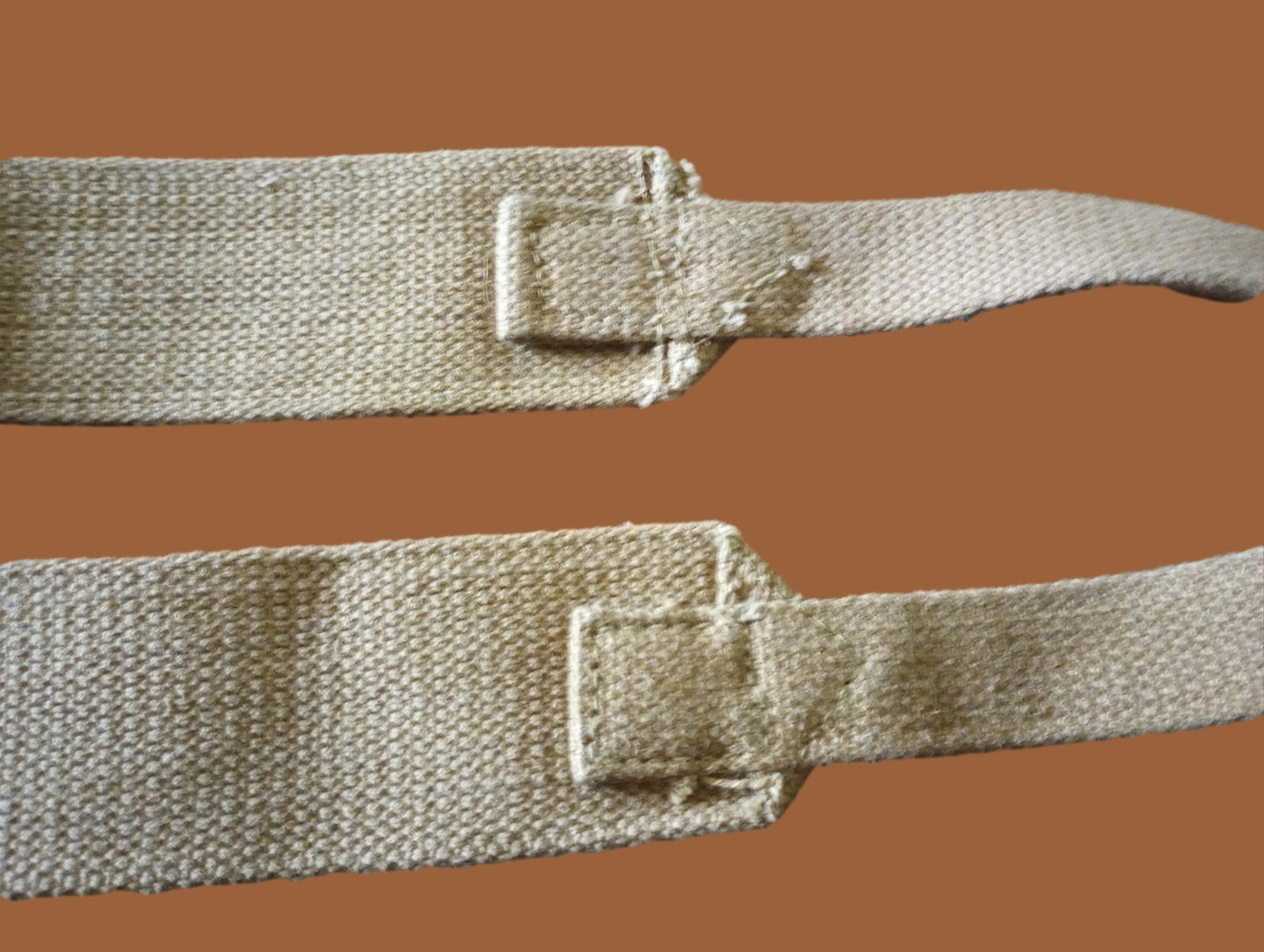 WWII BRITISH BRACES OR STRAPS KHAKI WEB COMBAT SUSPENDERS DATED 1 SET