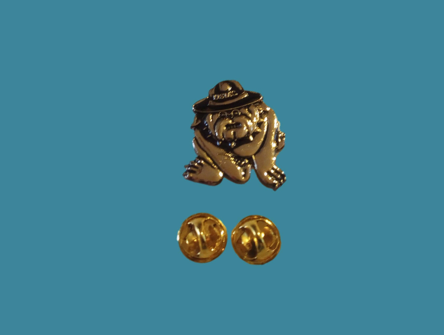 U.S MILITARY MARINE CORPS BULLDOG USMC HAT PIN DOUBLE CLUTCH BACK