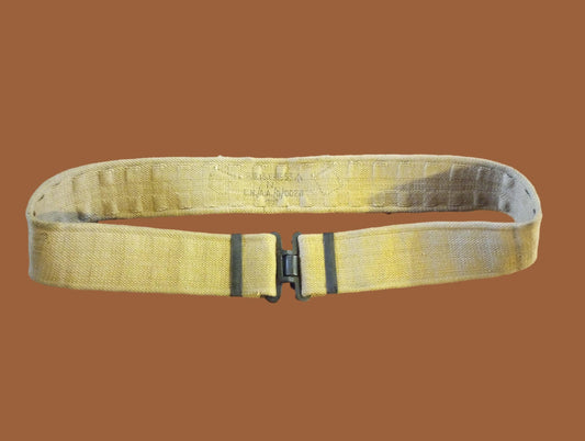 BRITISH MILITARY KHAKI WEB COMBAT PISTOL BELT PATTERN 37 1970's VINTAGE