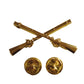 U.S MILITARY INFANTRY PIN CROSSED RIFLES METAL HAT LAPEL BADGES 1 3/4 ARMY