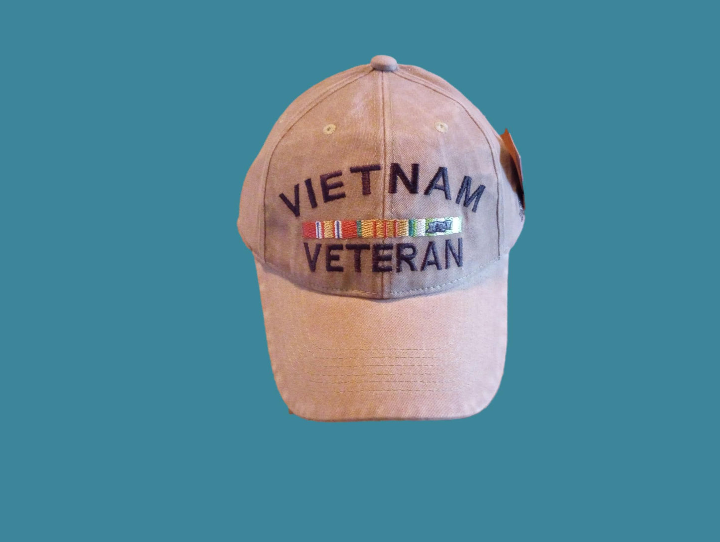 U.S MILITARY VIETNAM VETERAN HAT EMBROIDERED MILITARY BALL CAP KHAKI STONEWASHED