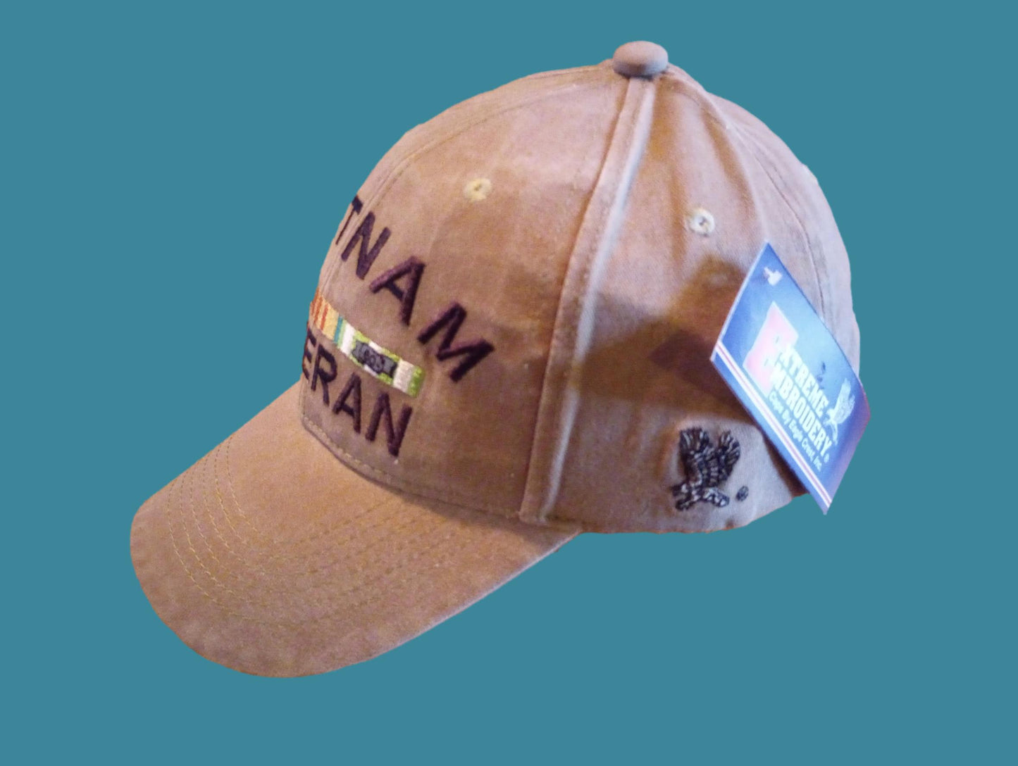 U.S MILITARY VIETNAM VETERAN HAT EMBROIDERED MILITARY BALL CAP KHAKI STONEWASHED