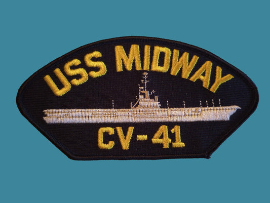 U.S NAVY SHIP HAT PATCH USS MIDWAY CV - 41 NAVY CARRIER USA MADE HEAT TRANSFER