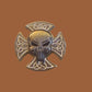 IRON CROSS HAT PIN LAPEL DOUBLE POST PIN PUNISHER SKULL & SHIELD