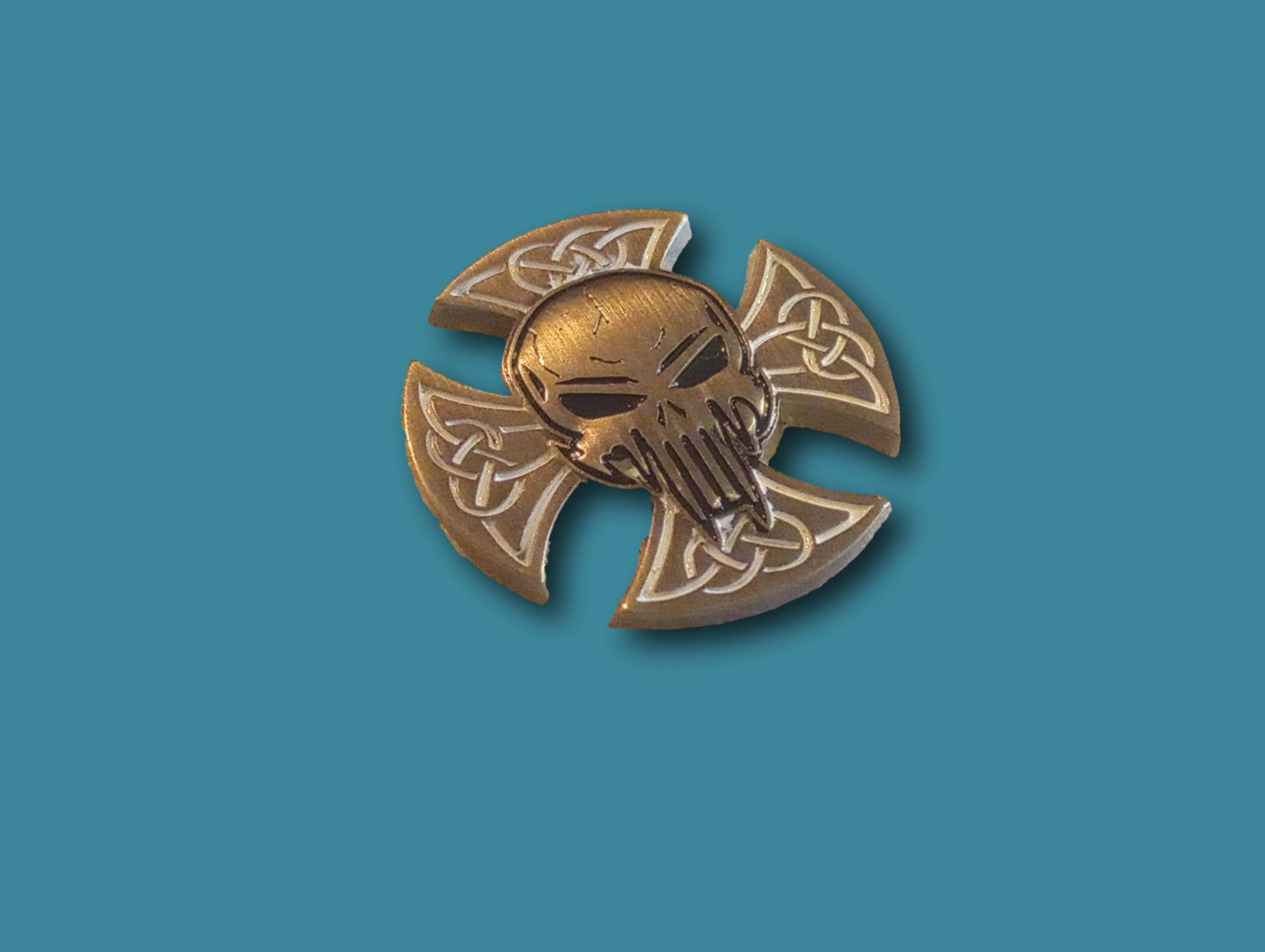 IRON CROSS HAT PIN LAPEL DOUBLE POST PIN PUNISHER SKULL & SHIELD