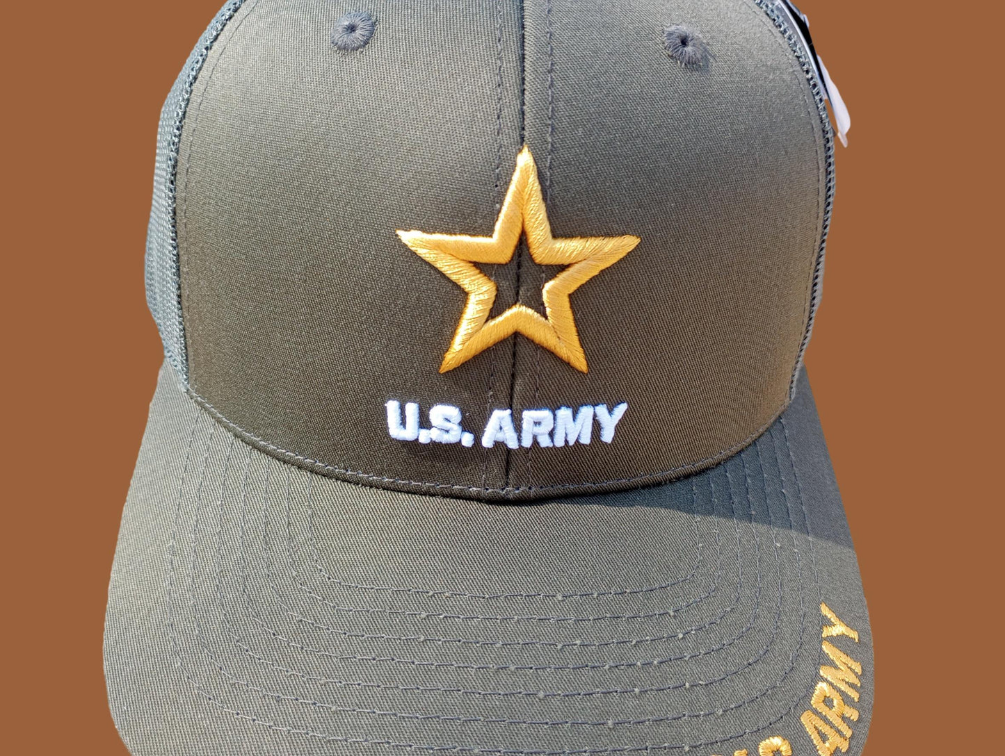 U.S Army Hat Cap Cotton Mesh Back OD Green Baseball Cap Army Star Logo