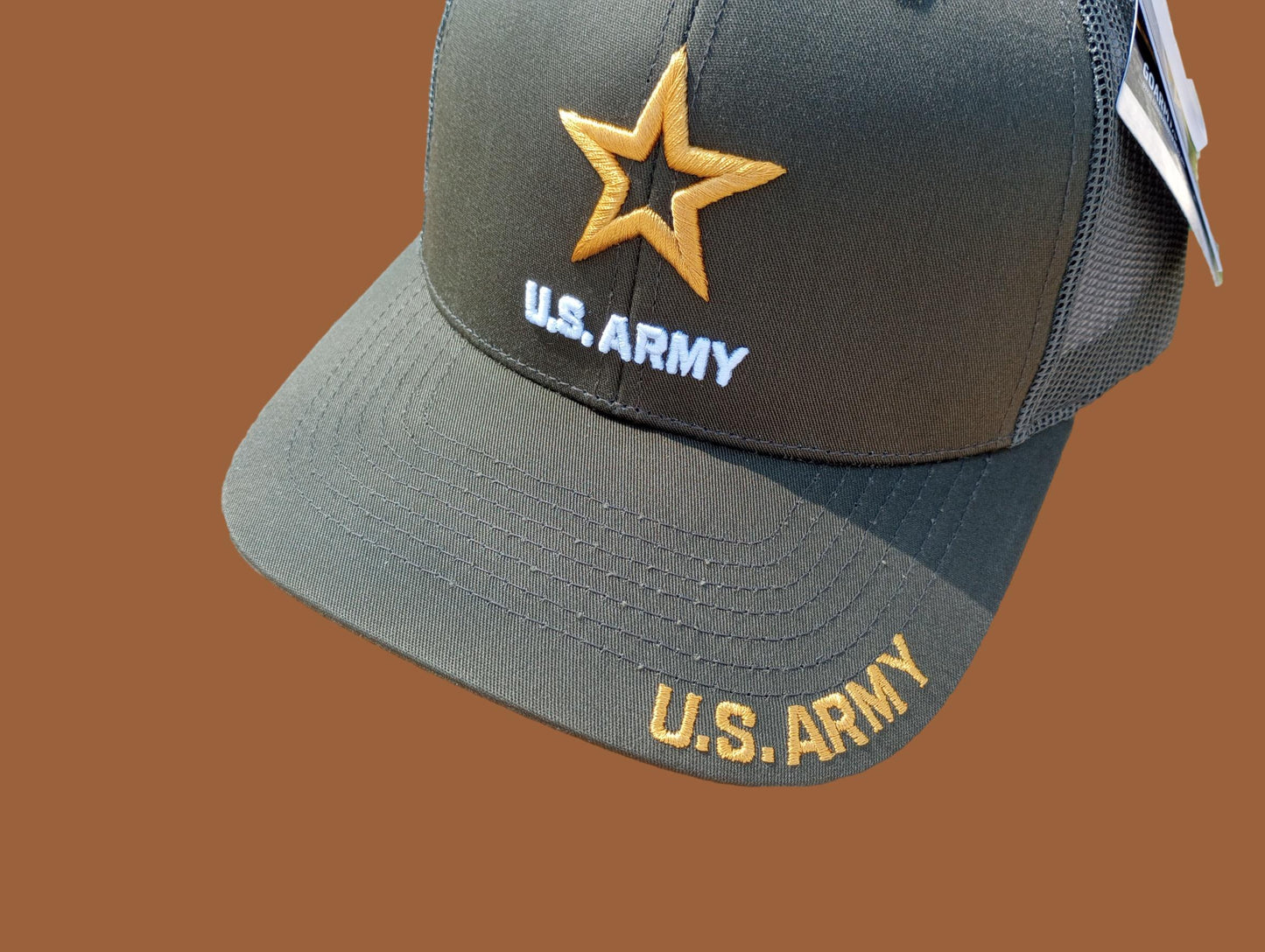 U.S Army Hat Cap Cotton Mesh Back OD Green Baseball Cap Army Star Logo