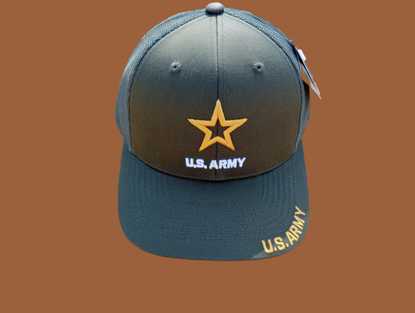 U.S Army Hat Cap Cotton Mesh Back OD Green Baseball Cap Army Star Logo