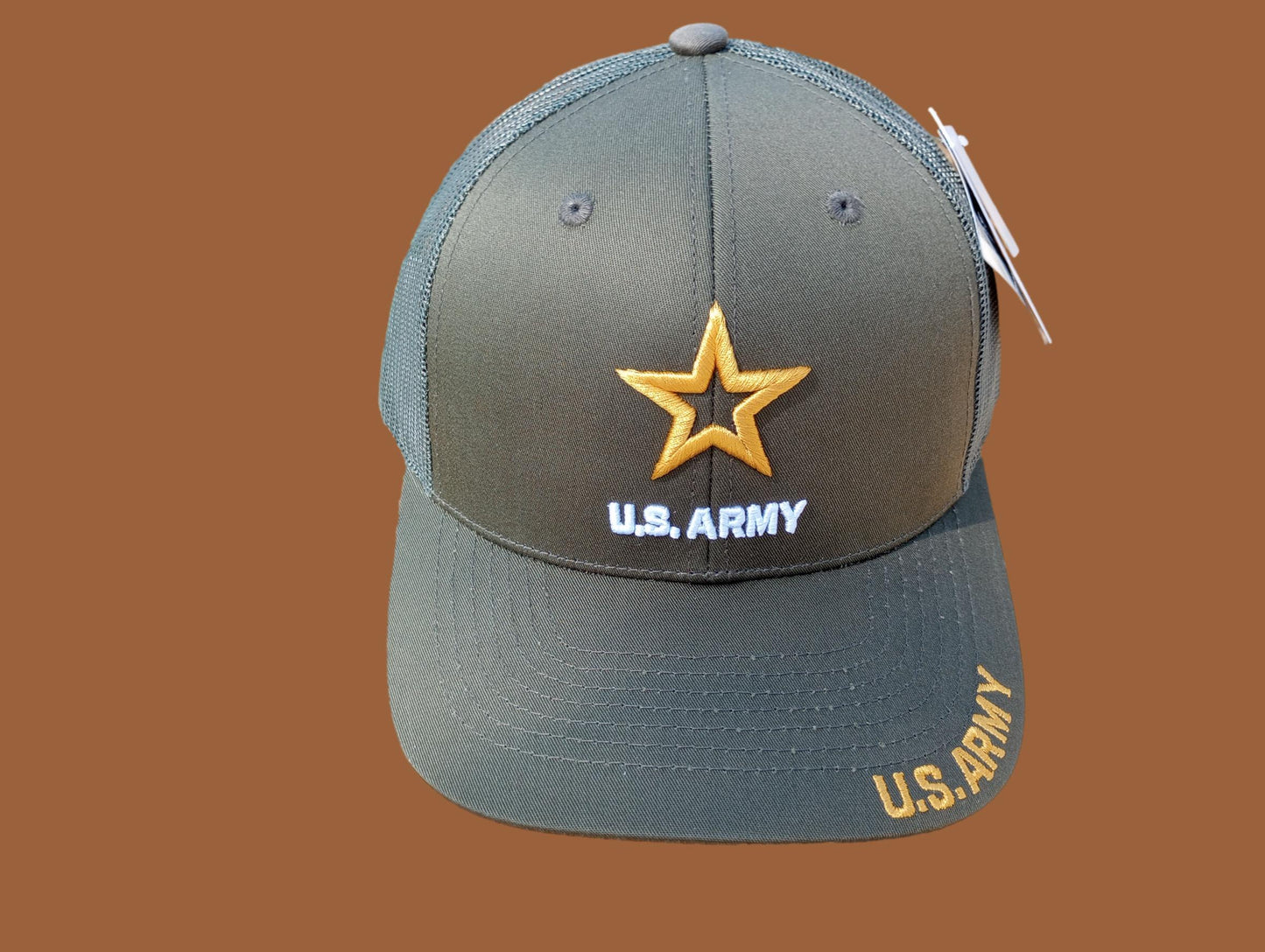 U.S Army Hat Cap Cotton Mesh Back OD Green Baseball Cap Army Star Logo