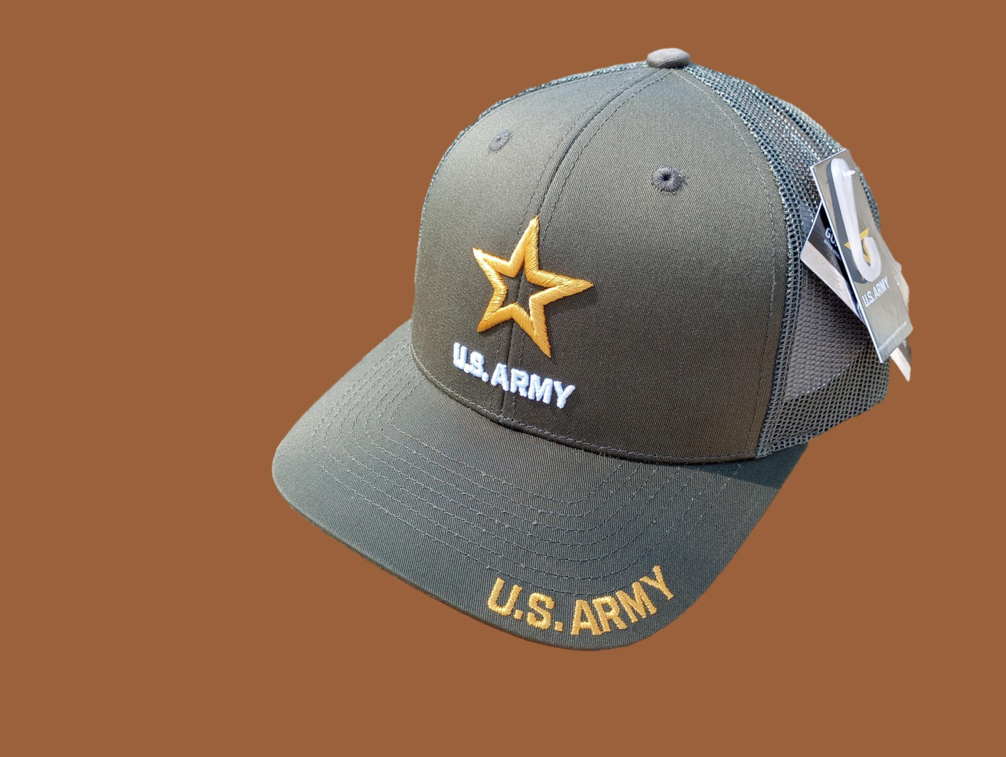 U.S Army Hat Cap Cotton Mesh Back OD Green Baseball Cap Army Star Logo