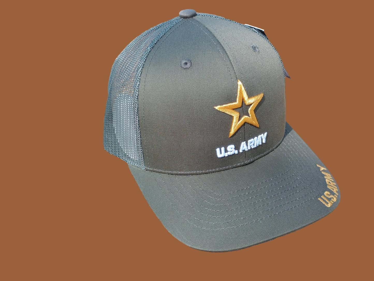 U.S Army Hat Cap Cotton Mesh Back OD Green Baseball Cap Army Star Logo