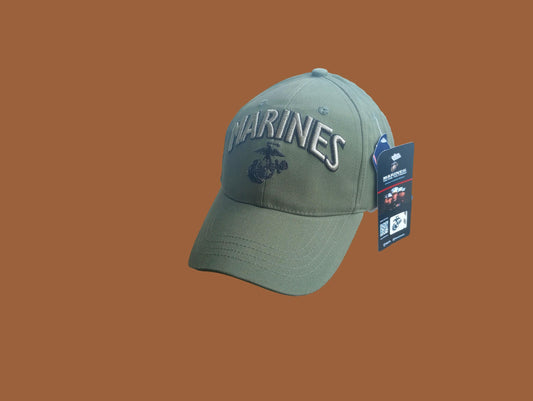 U.S Marine Corps EGA Hat OD Green USMC Licensed Military ball Cap 3D Design