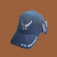 U.S AIR FORCE HAT STONE WASHED BLUE FATIGUE OFFICIAL LICENSED MILITARY BALL CAP
