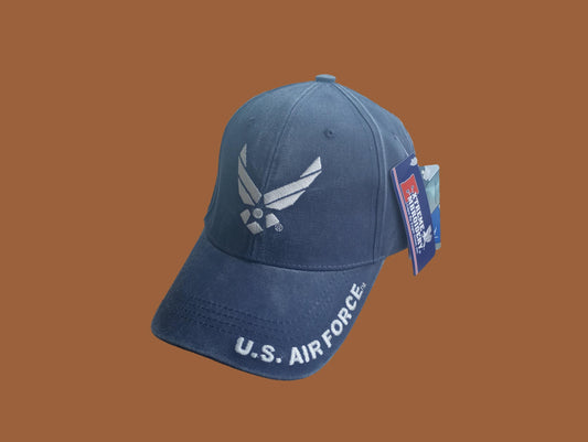 U.S AIR FORCE HAT STONE WASHED BLUE FATIGUE OFFICIAL LICENSED MILITARY BALL CAP