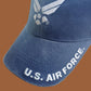 U.S AIR FORCE HAT STONE WASHED BLUE FATIGUE OFFICIAL LICENSED MILITARY BALL CAP