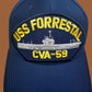 USS FORRESTAL CVA - 59 U.S NAVY SHIP HAT OFFICIAL MILITARY BALL CAP U.S.A MADE