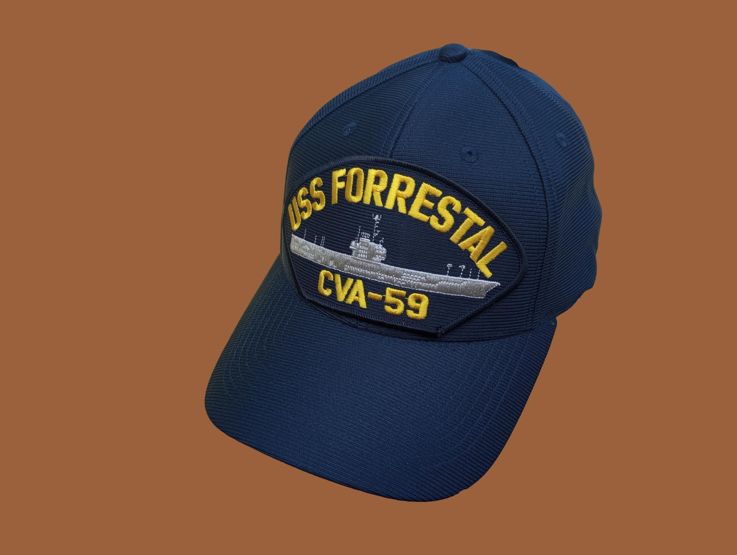 USS FORRESTAL CVA - 59 U.S NAVY SHIP HAT OFFICIAL MILITARY BALL CAP U.S.A MADE
