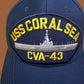 USS CORAL SEA CVA - 43 NAVY SHIP HAT U.S MILITARY OFFICIAL BALL CAP U.S.A MADE