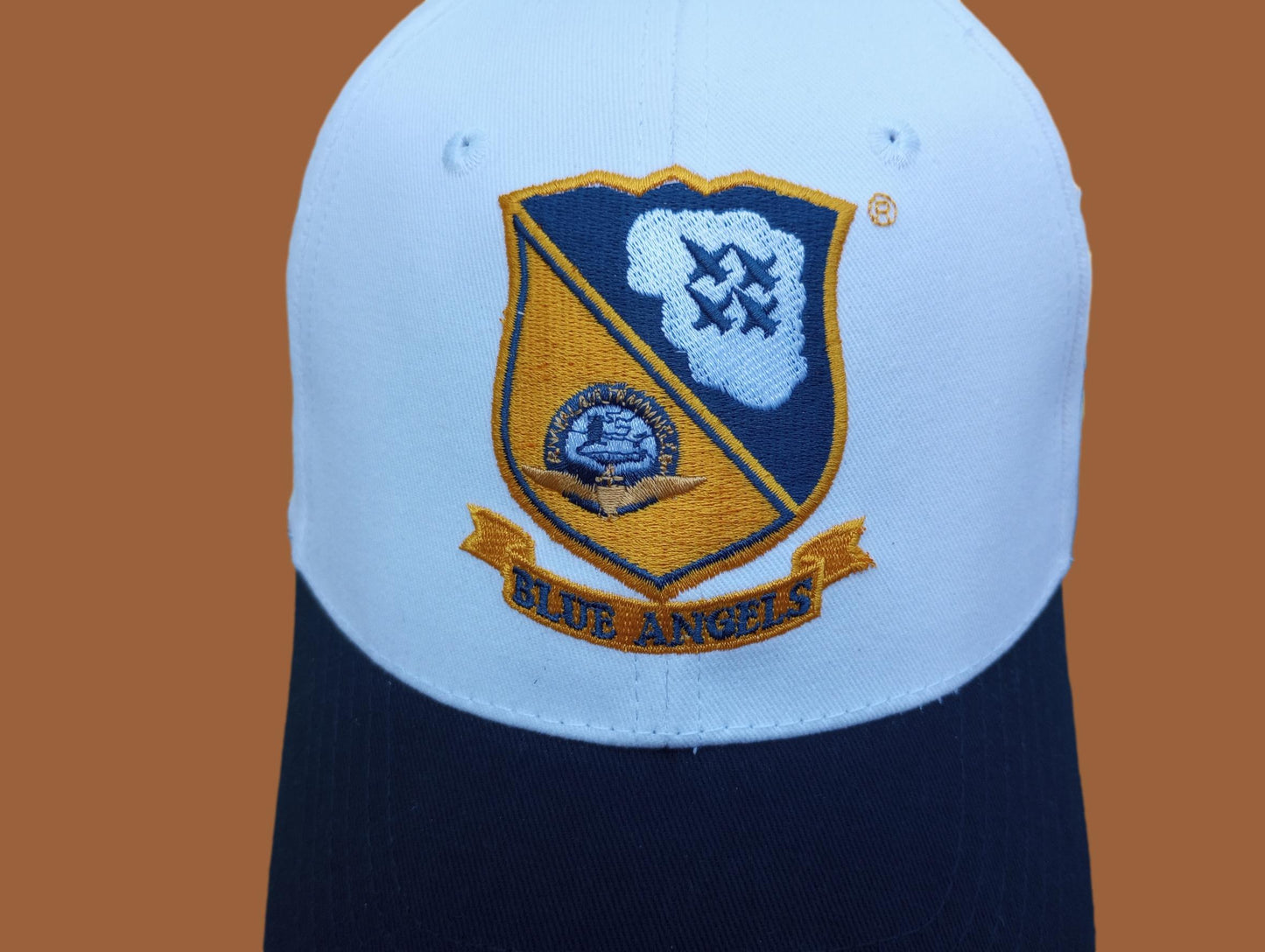 U.S NAVY BLUE ANGELS HAT BALL CAP NAVY PILOT WHITE BLUE VISOR