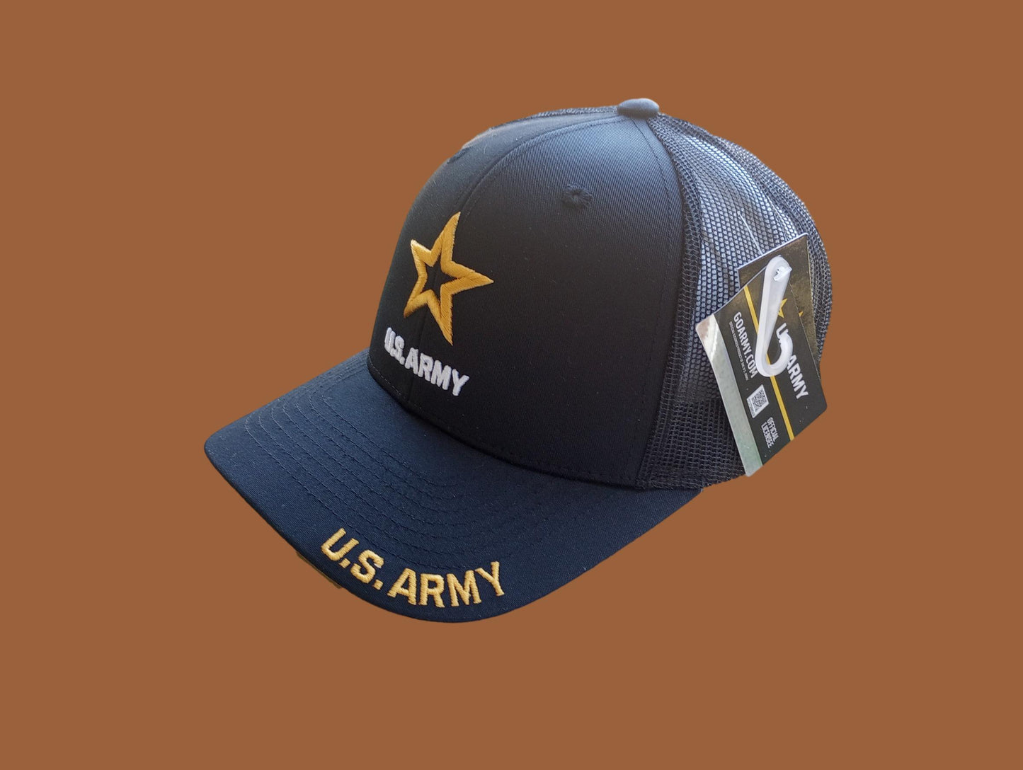 U.S Army Hat Cap Cotton Mesh Back Black Baseball Cap Army Star Logo