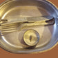 WWII U.S MILITARY MESS KIT WITH MEAT CAN POUCH 1944 KHAKI M-1928 GENUINE SET