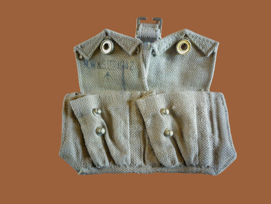 WWII BRITISH MILITARY PATTERN 37 ENFIELD AMMO POUCH DATED 1942 M.W&S