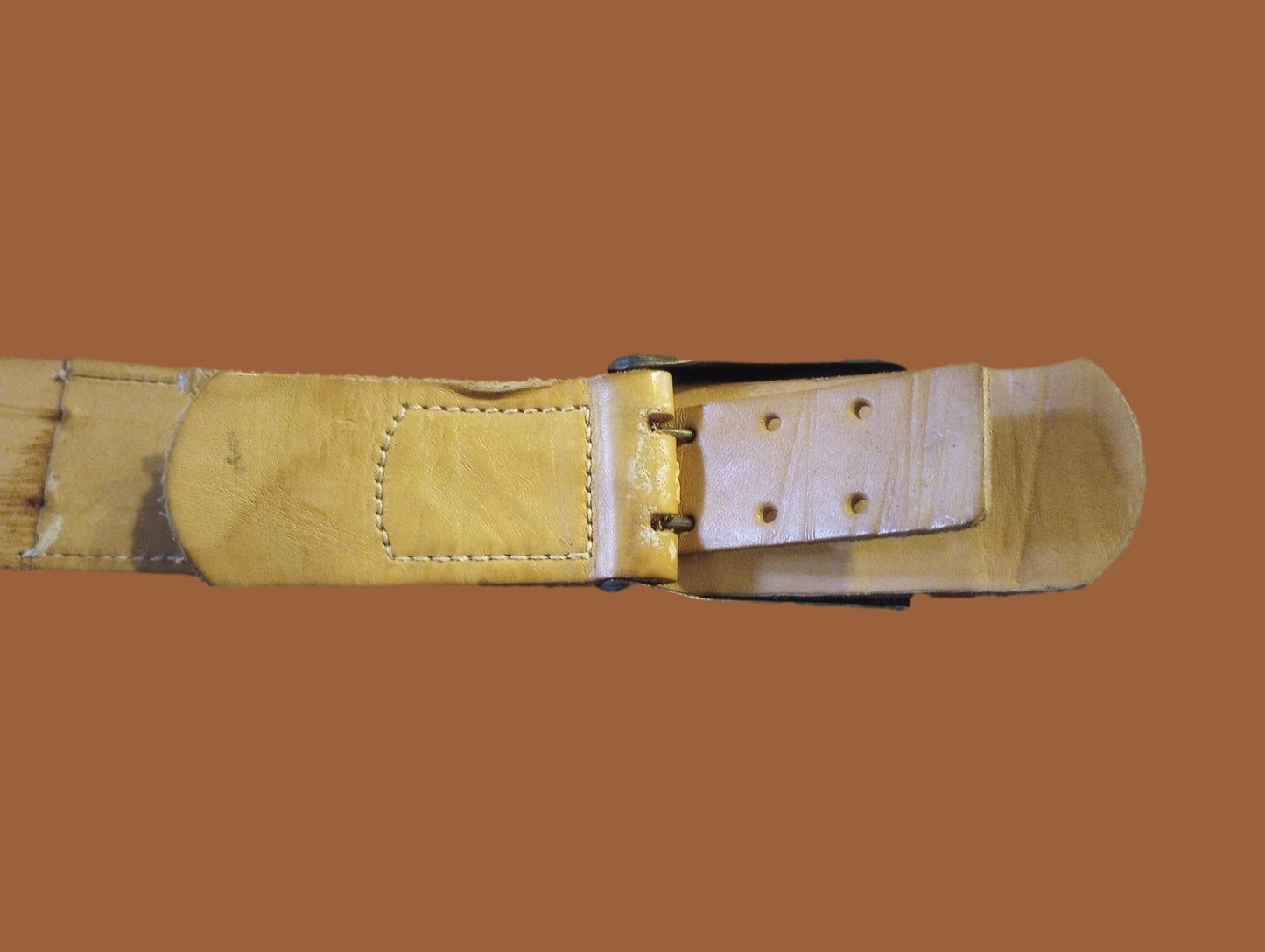 POST WAR WEST GERMAN ARMY BW LEATHER BELT + BUCKLE SIZE LARGE 110CM 42" INCHES
