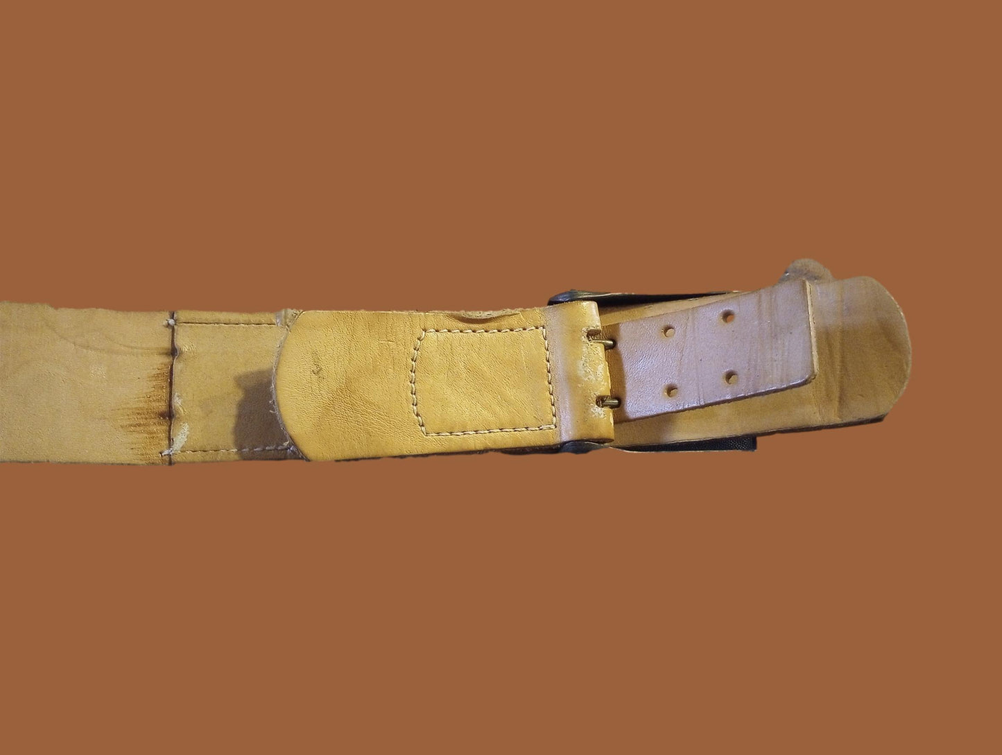 POST WAR WEST GERMAN ARMY BW LEATHER BELT + BUCKLE SIZE LARGE 110CM 42" INCHES