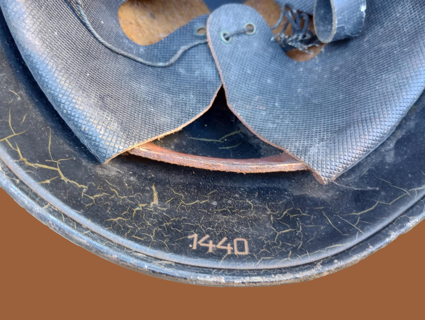 PRE WWII DUTCH POLICE HELMET M34 ORIGINAL MARKED 1440