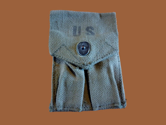 U.S MILITARY 45 MAGAZINE POUCH VINTAGE CANVAS PISTOL AMMO BELT CASE