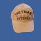 U.S MILITARY VIETNAM VETERAN HAT EMBROIDERED MILITARY BALL CAP KHAKI STONEWASHED